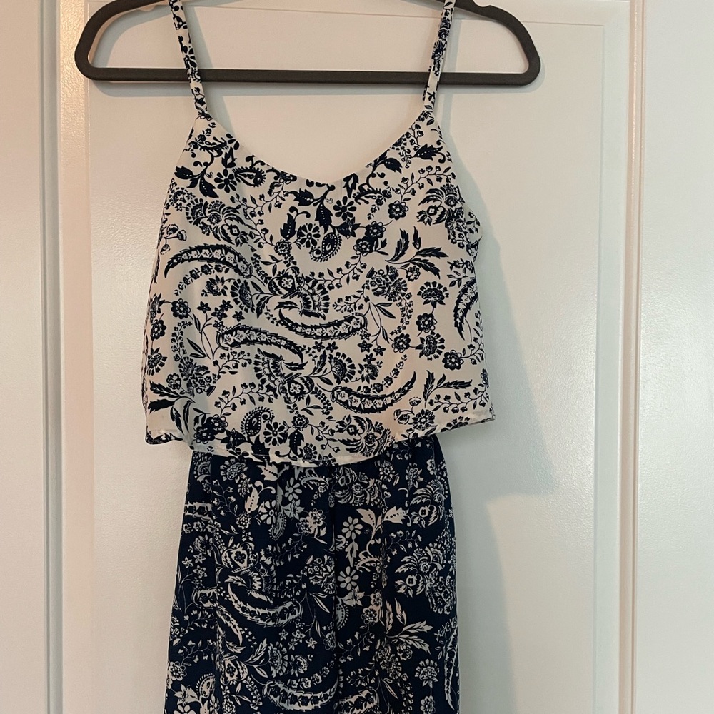 White and Navy Blue Romper